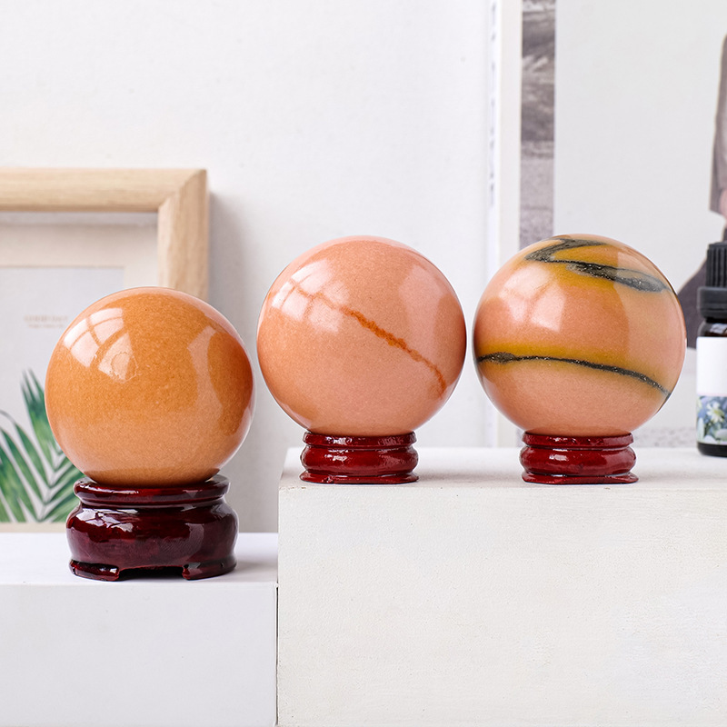 Natural rouge jade crystal ball crystal raw stone polishing