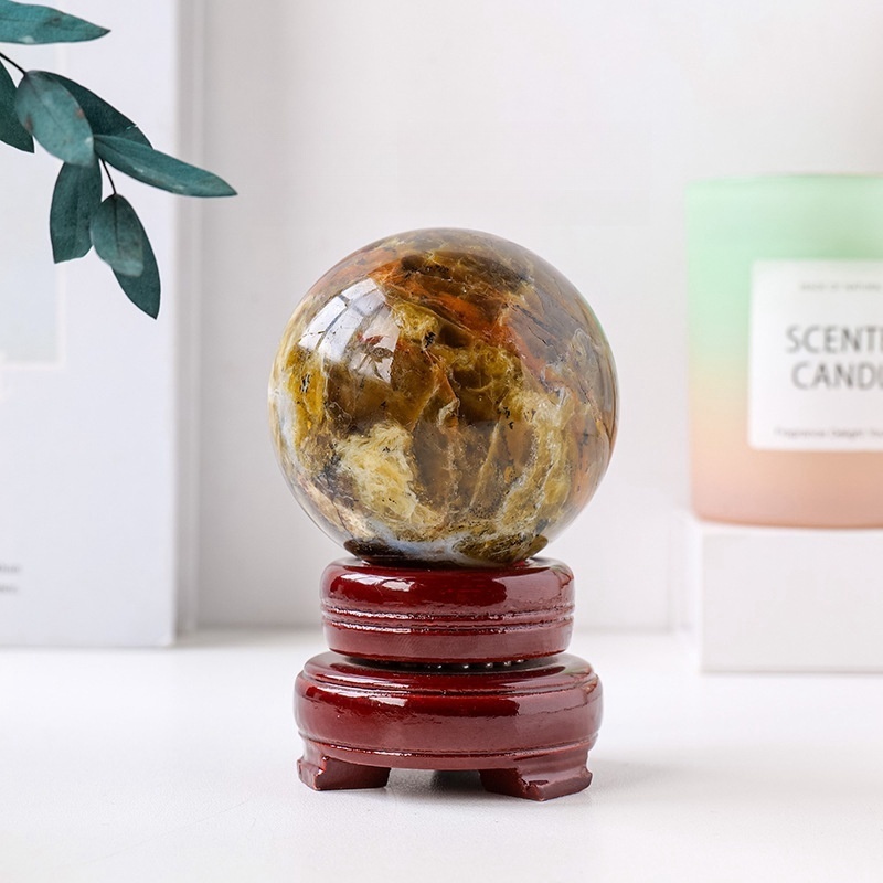 Natural opal crystal ball ornaments, polished raw stone