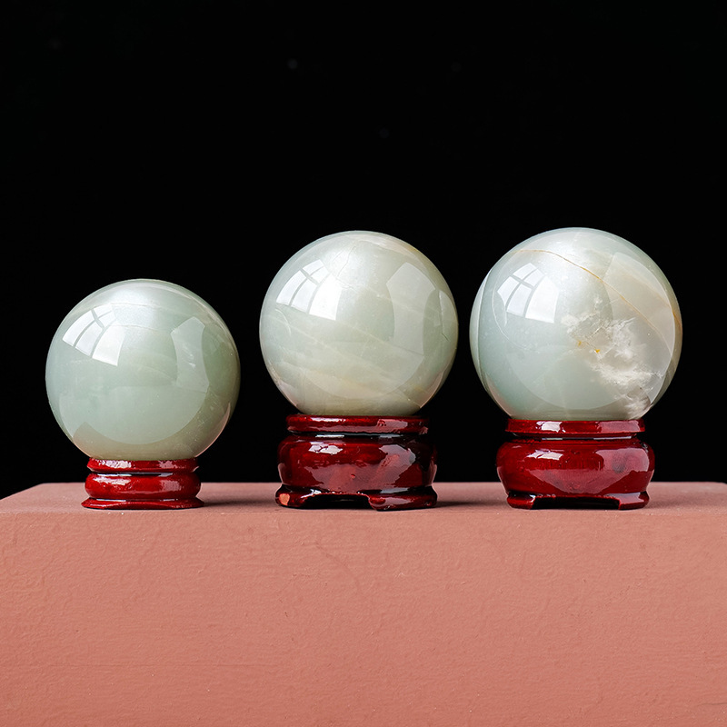 Natural crystal green moonstone ball crystal rough stone polishing