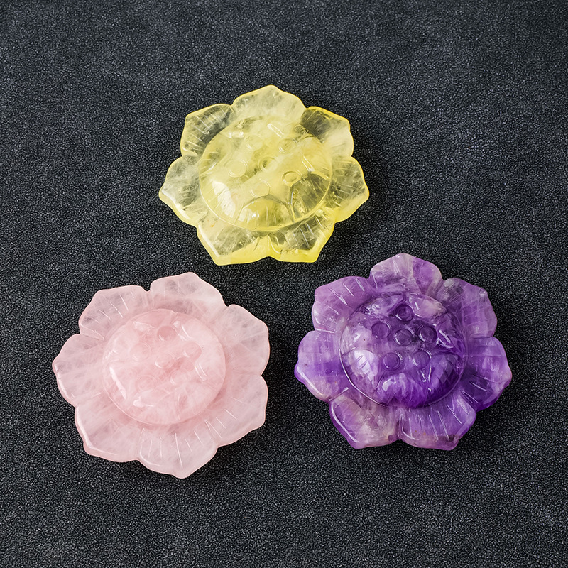 Natural crystal lotus carvings Crystal polished
