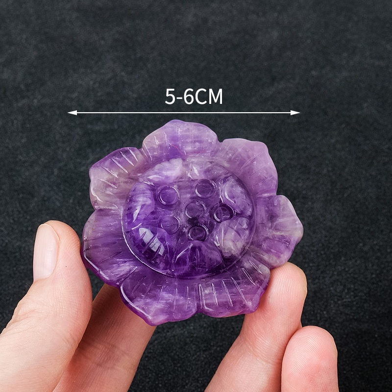 Natural crystal lotus carvings Crystal polished