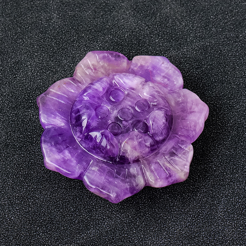 Natural crystal lotus carvings Crystal polished