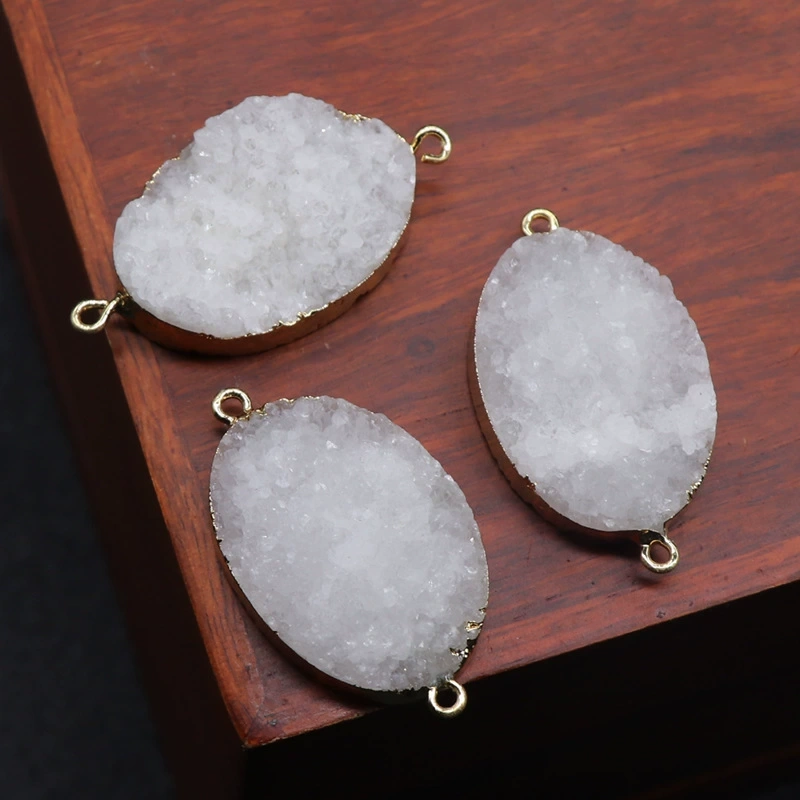 White crystal cluster pendant electroplated gold-plated white crystal raw stone DIY bracelet necklace jewelry accessories material