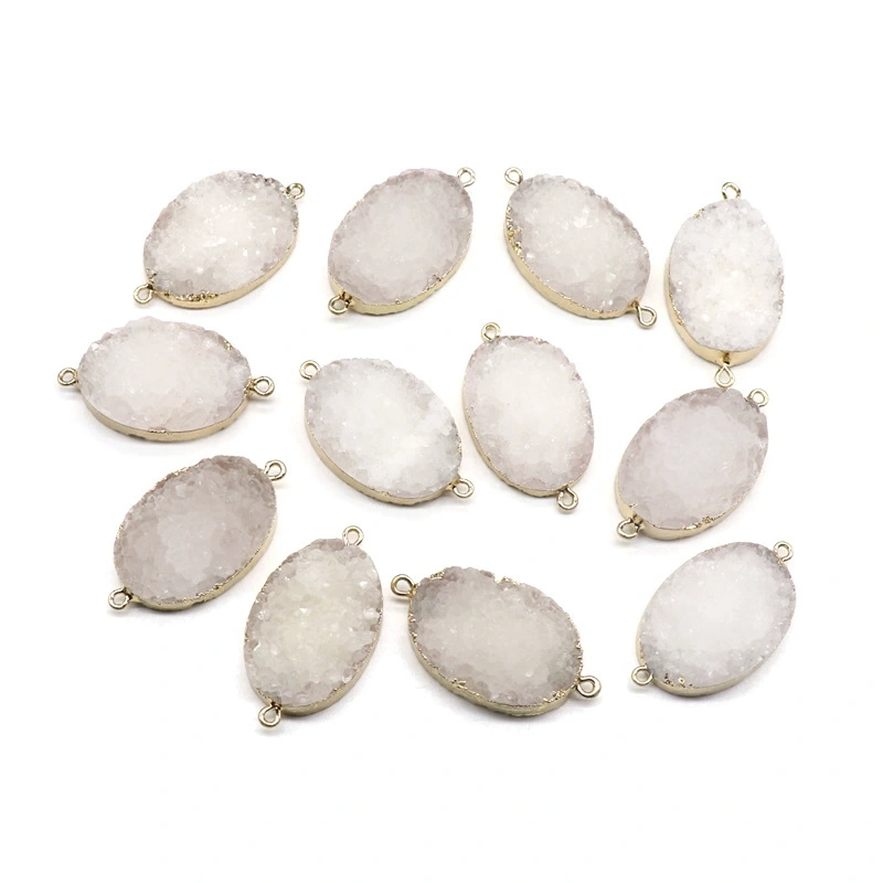 White crystal cluster pendant electroplated gold-plated white crystal raw stone DIY bracelet necklace jewelry accessories material