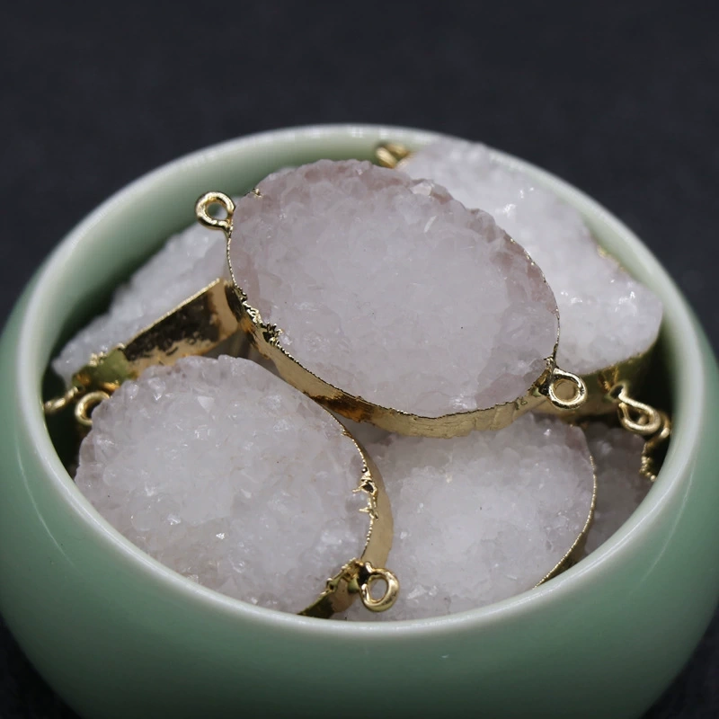 White crystal cluster pendant electroplated gold-plated white crystal raw stone DIY bracelet necklace jewelry accessories material