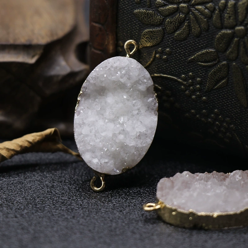 White crystal cluster pendant electroplated gold-plated white crystal raw stone DIY bracelet necklace jewelry accessories material