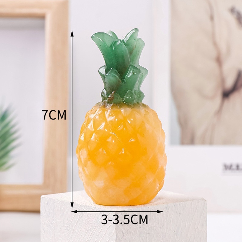 Natural crystal aventurine yellow calcite splicing pineapple carving