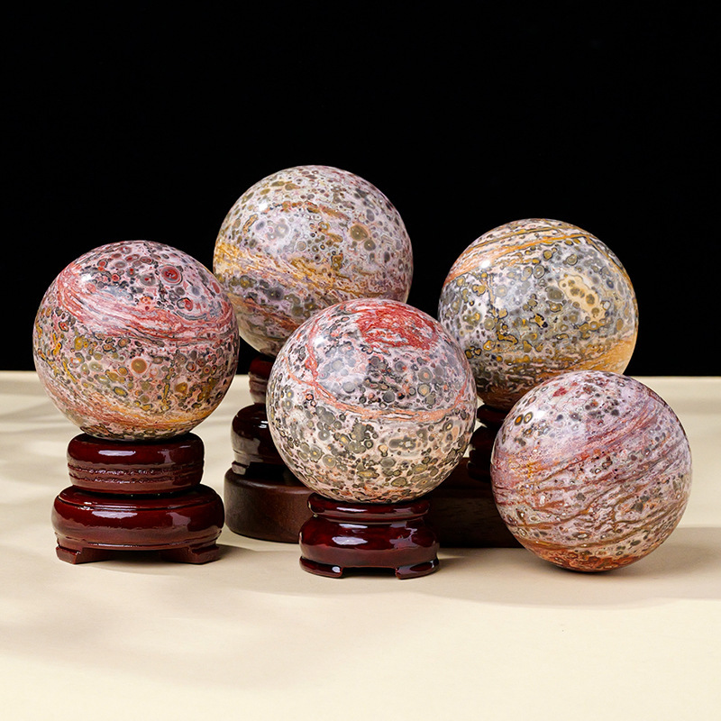 Natural crystal leopard agate crystal ball rough stone polishing