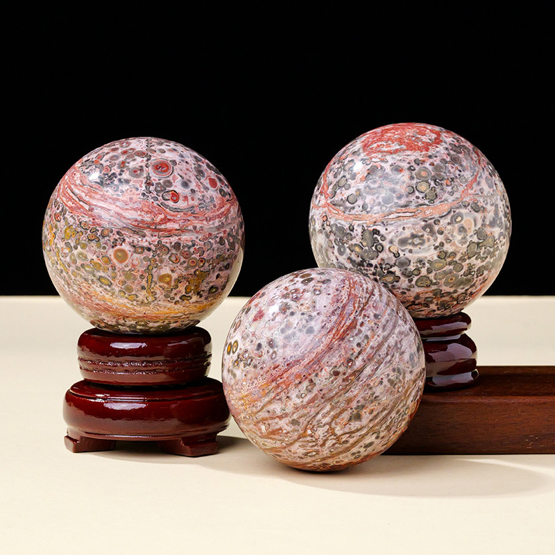 Natural crystal leopard agate crystal ball rough stone polishing