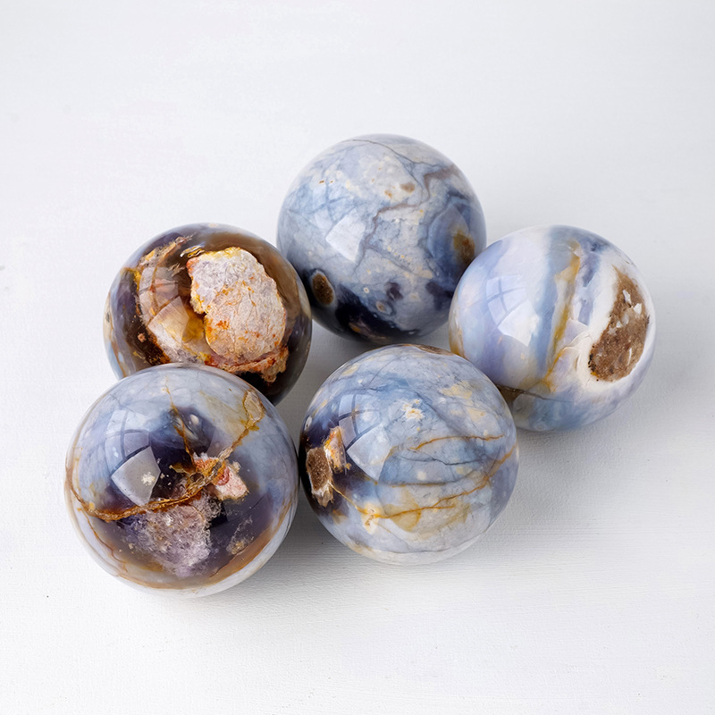 Natural crystal wood grain agate crystal ball original stone polished
