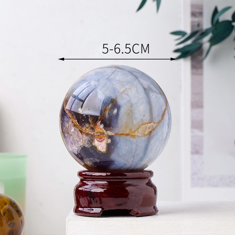Natural crystal wood grain agate crystal ball original stone polished