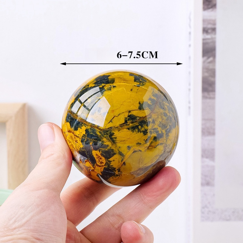 Natural yellow Peter stone crystal ball crystal agate rough stone polishing