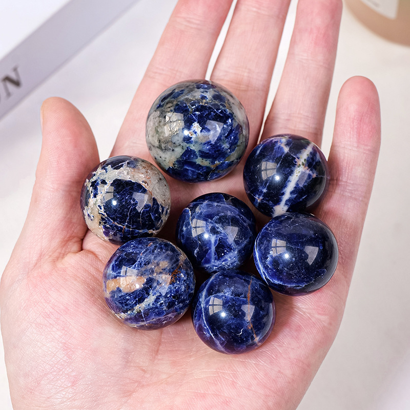 Natural sodalite crystal ball ornaments crystal raw stone polishing