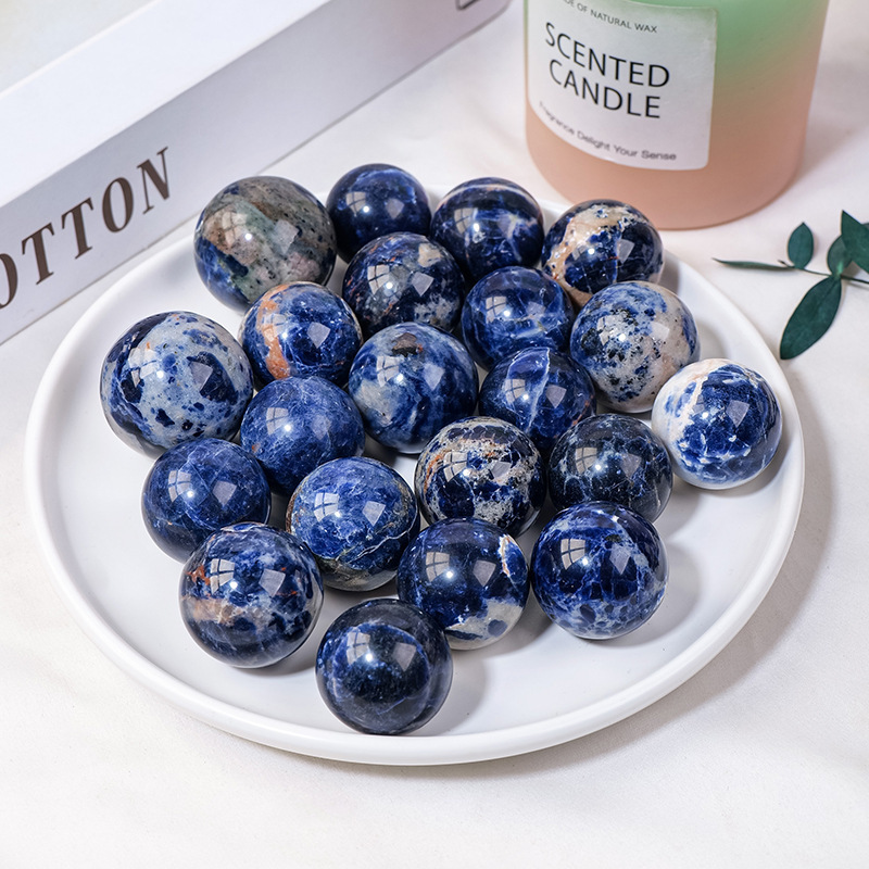Natural sodalite crystal ball ornaments crystal raw stone polishing