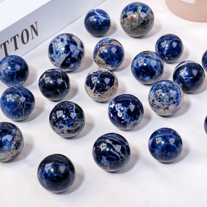 Natural sodalite crystal ball ornaments crystal raw stone polishing