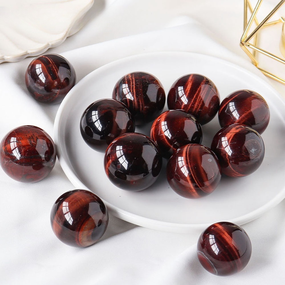Natural crystal red tiger eye stone crystal ball crystal raw stone polishing