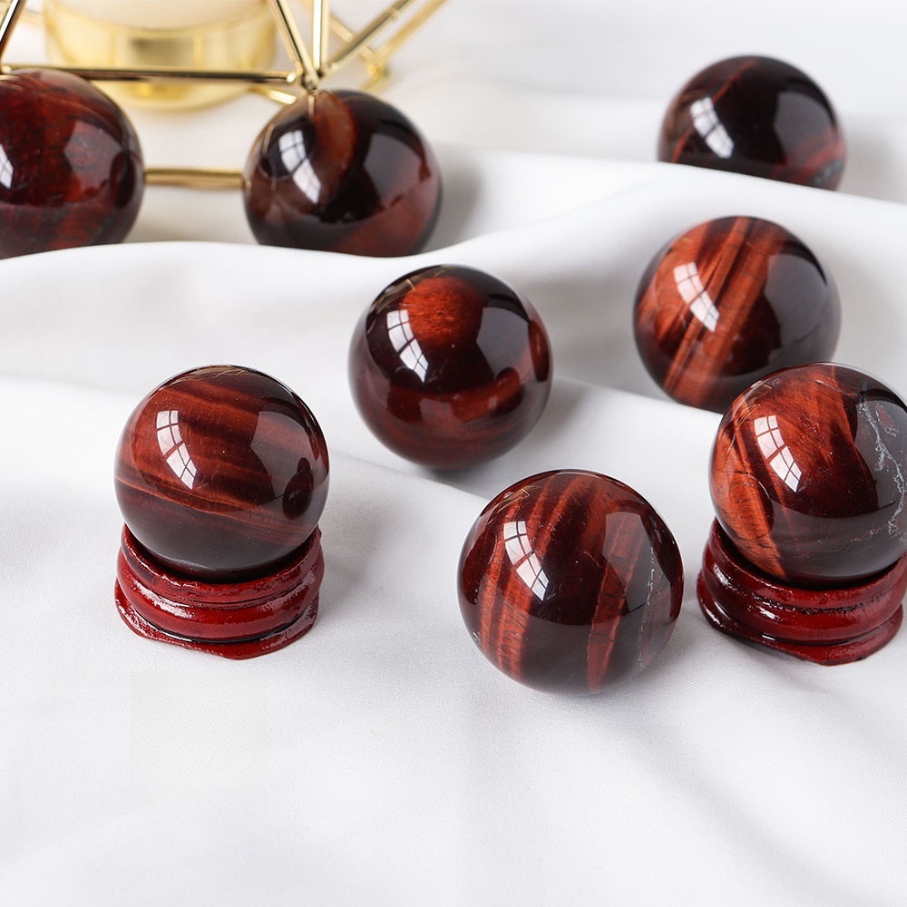 Natural crystal red tiger eye stone crystal ball crystal raw stone polishing