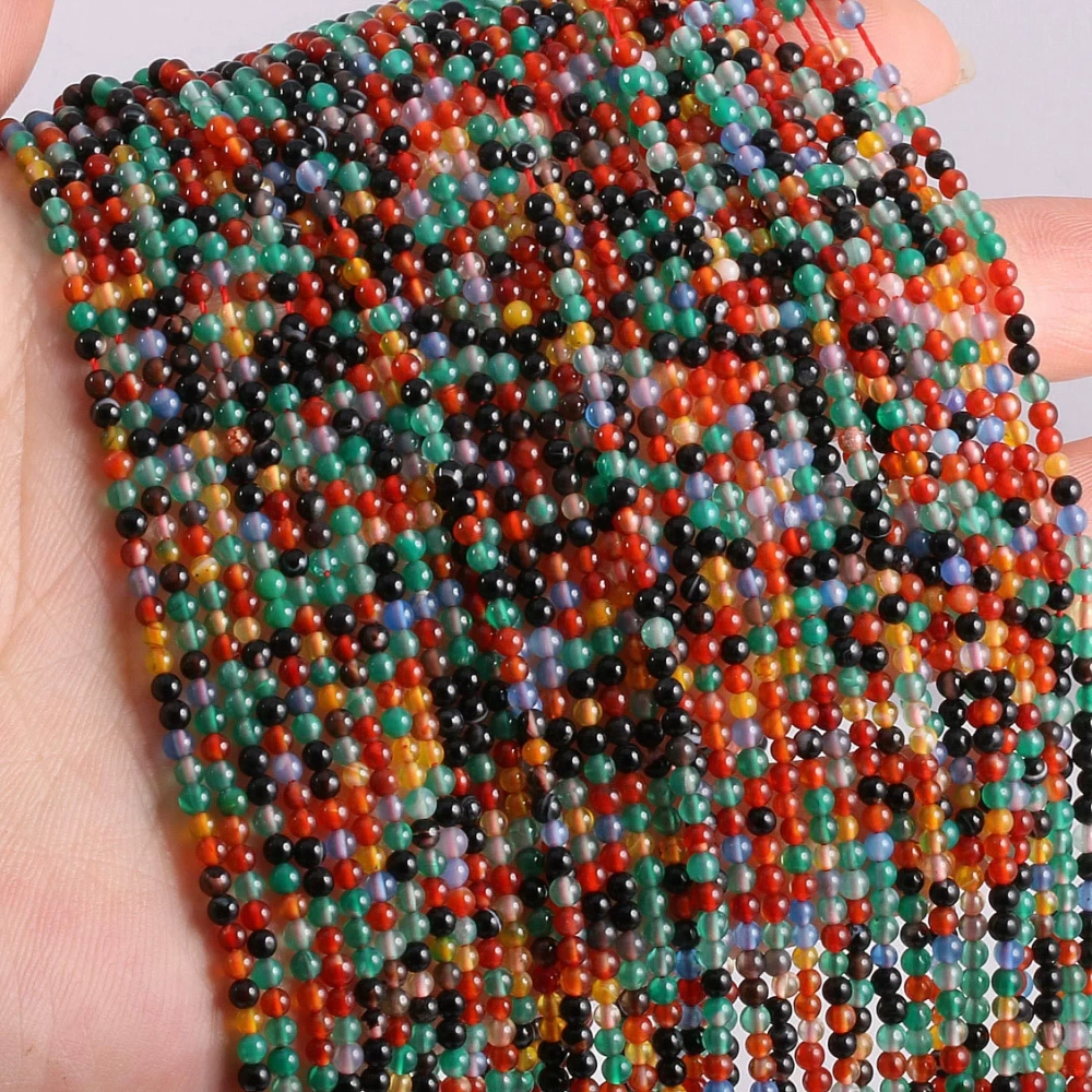 2mm 3mm natural stone small round beads DIY jewelry accessories semi-finished agate tiger eye garnet loose beads