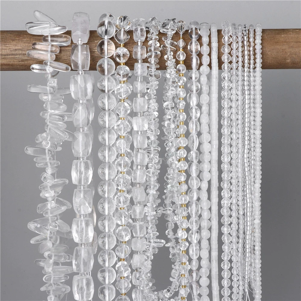 Natural white crystal glass gravel cube interface cut surface DIY jewelry bead accessories jewelry