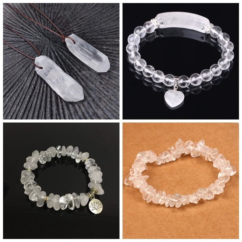Natural white crystal glass gravel cube interface cut surface DIY jewelry bead accessories jewelry