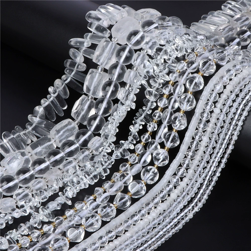 Natural white crystal glass gravel cube interface cut surface DIY jewelry bead accessories jewelry