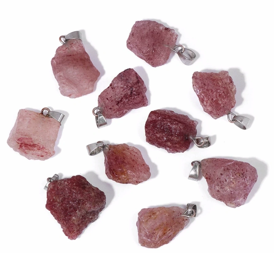 Strawberry crystal natural stone crushed stone round beads DIY jewelry accessories jewelry making handmade ice transparent beads