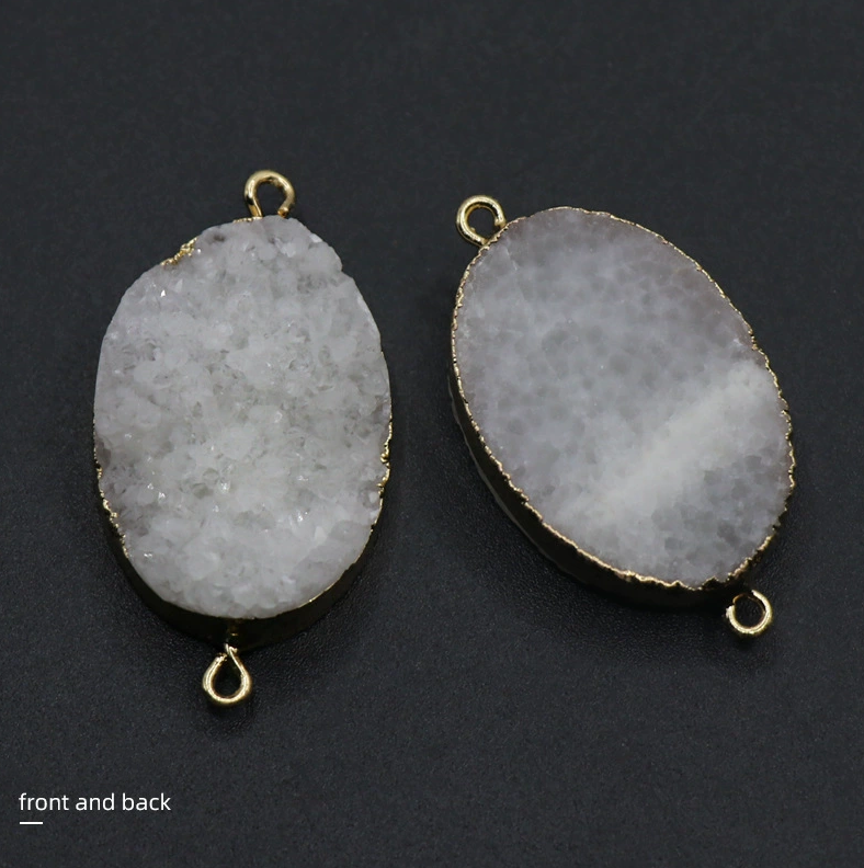 White crystal cluster pendant electroplated gold-plated white crystal raw stone DIY bracelet necklace jewelry accessories material