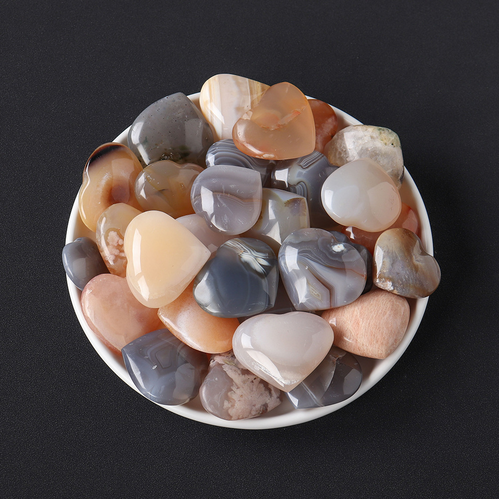 Natural crystal gem agate heart hand polished
