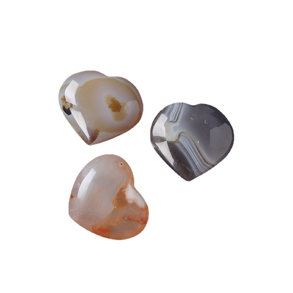 Natural crystal gem agate heart hand polished
