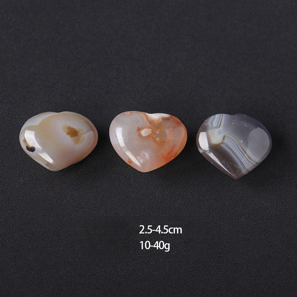 Natural crystal gem agate heart hand polished