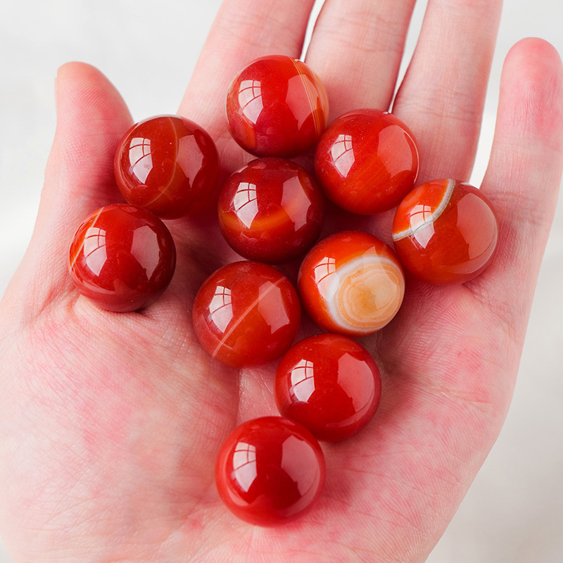 Natural 2cm crystal ball red agate ball home decoration