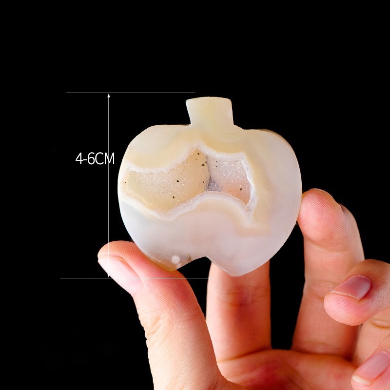 Natural agate apple hole ornaments crystal raw stone polished