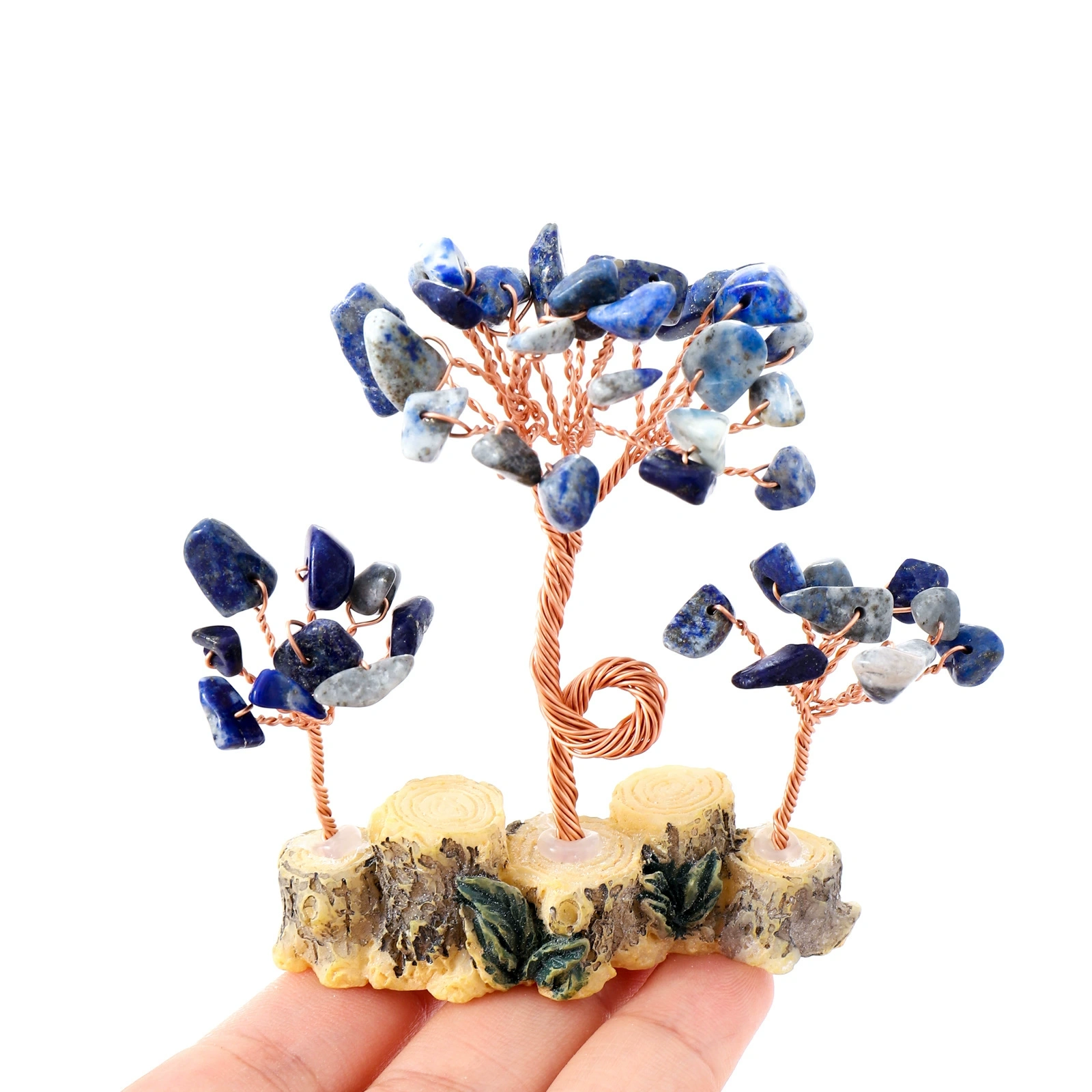Natural gravel fortune tree, a variety of raw stone crystal craft gift ornaments, home office decoration