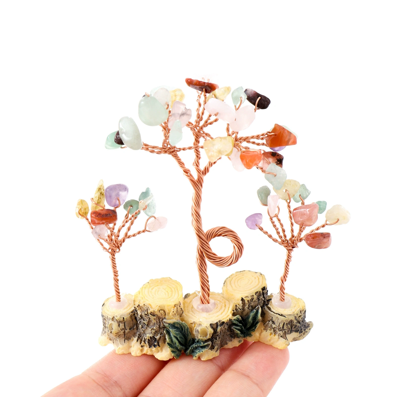 Natural gravel fortune tree, a variety of raw stone crystal craft gift ornaments, home office decoration