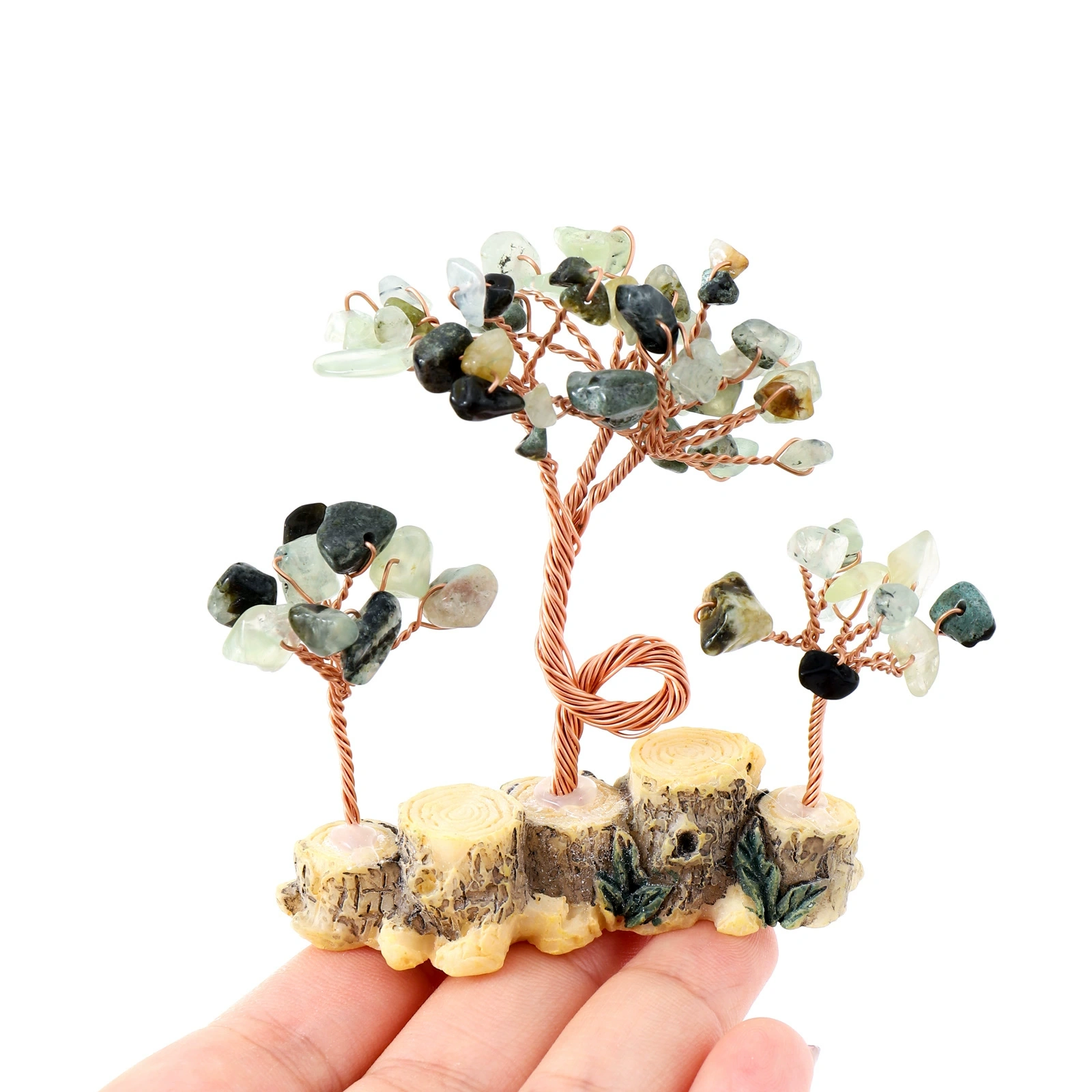 Natural gravel fortune tree, a variety of raw stone crystal craft gift ornaments, home office decoration