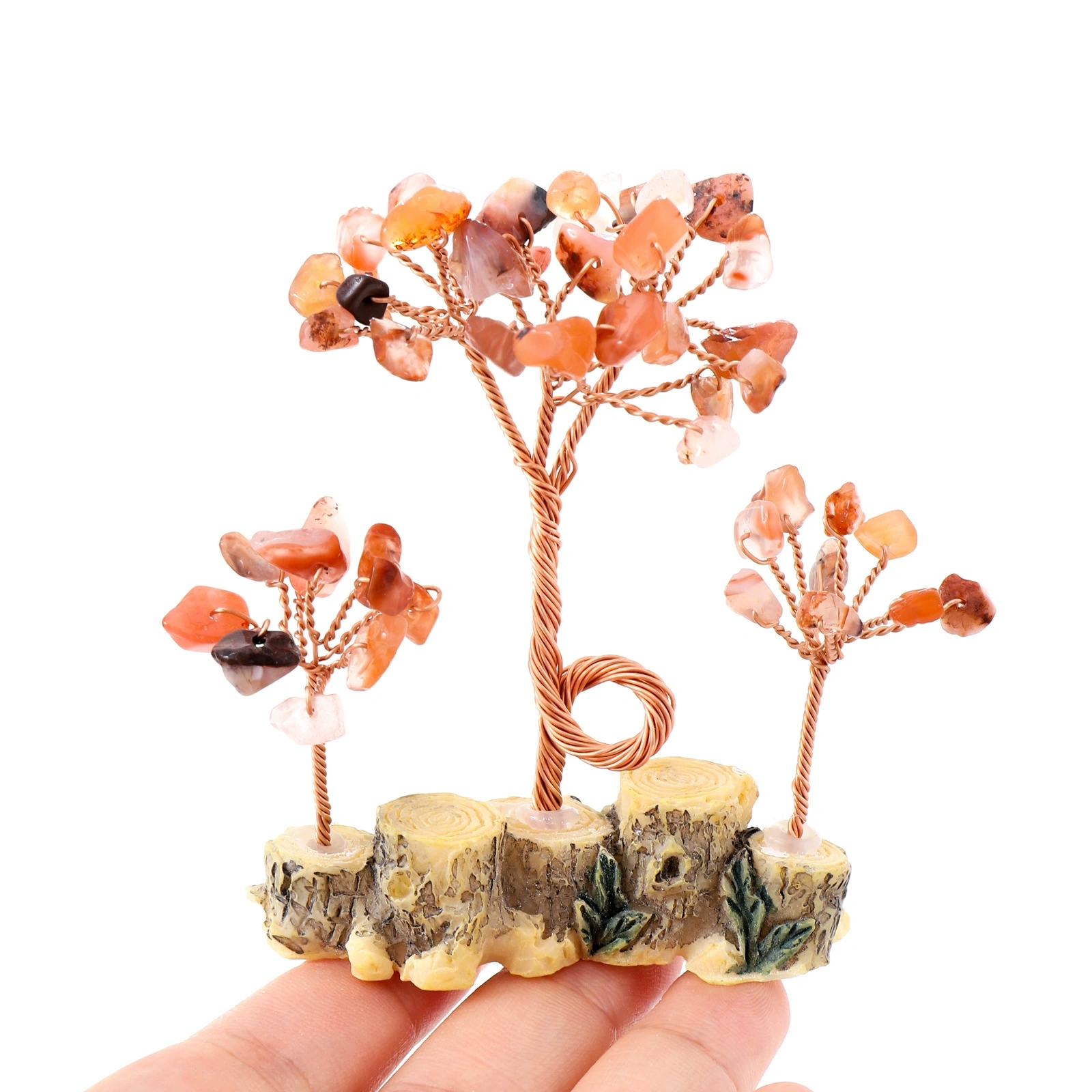 Natural gravel fortune tree, a variety of raw stone crystal craft gift ornaments, home office decoration
