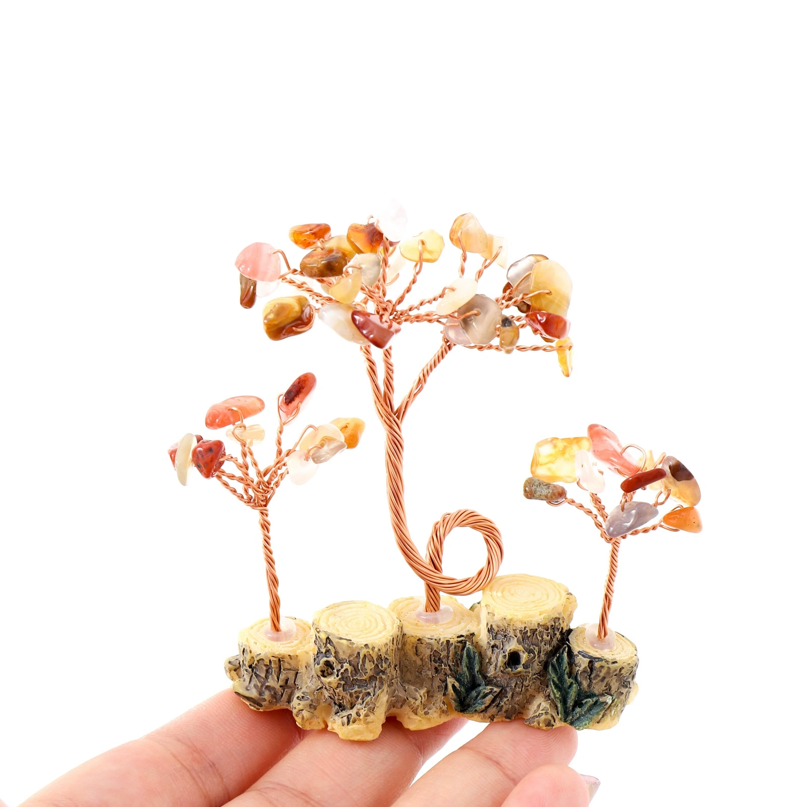 Natural gravel fortune tree, a variety of raw stone crystal craft gift ornaments, home office decoration