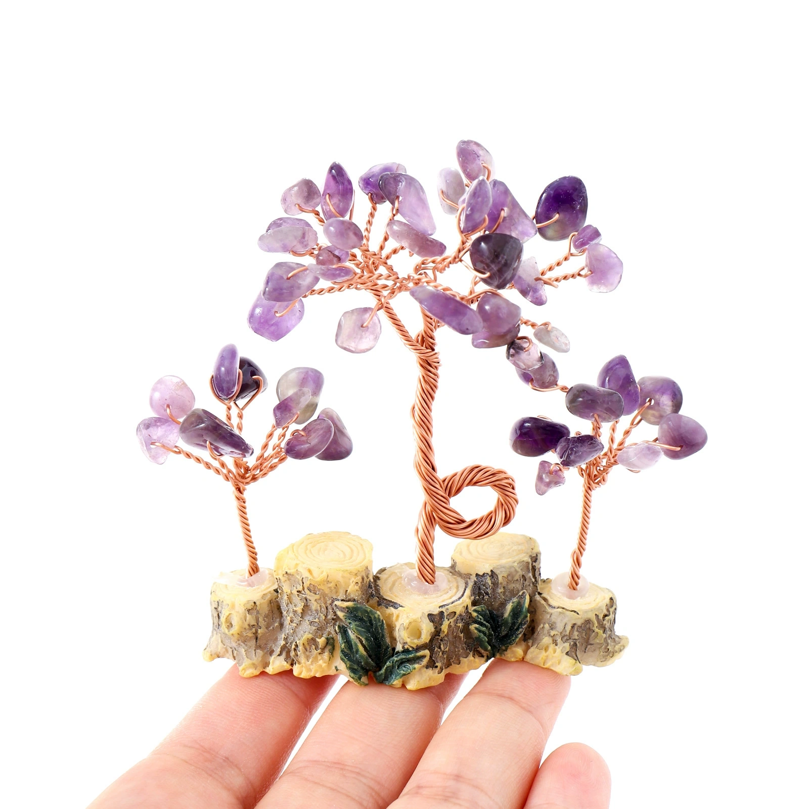 Natural gravel fortune tree, a variety of raw stone crystal craft gift ornaments, home office decoration