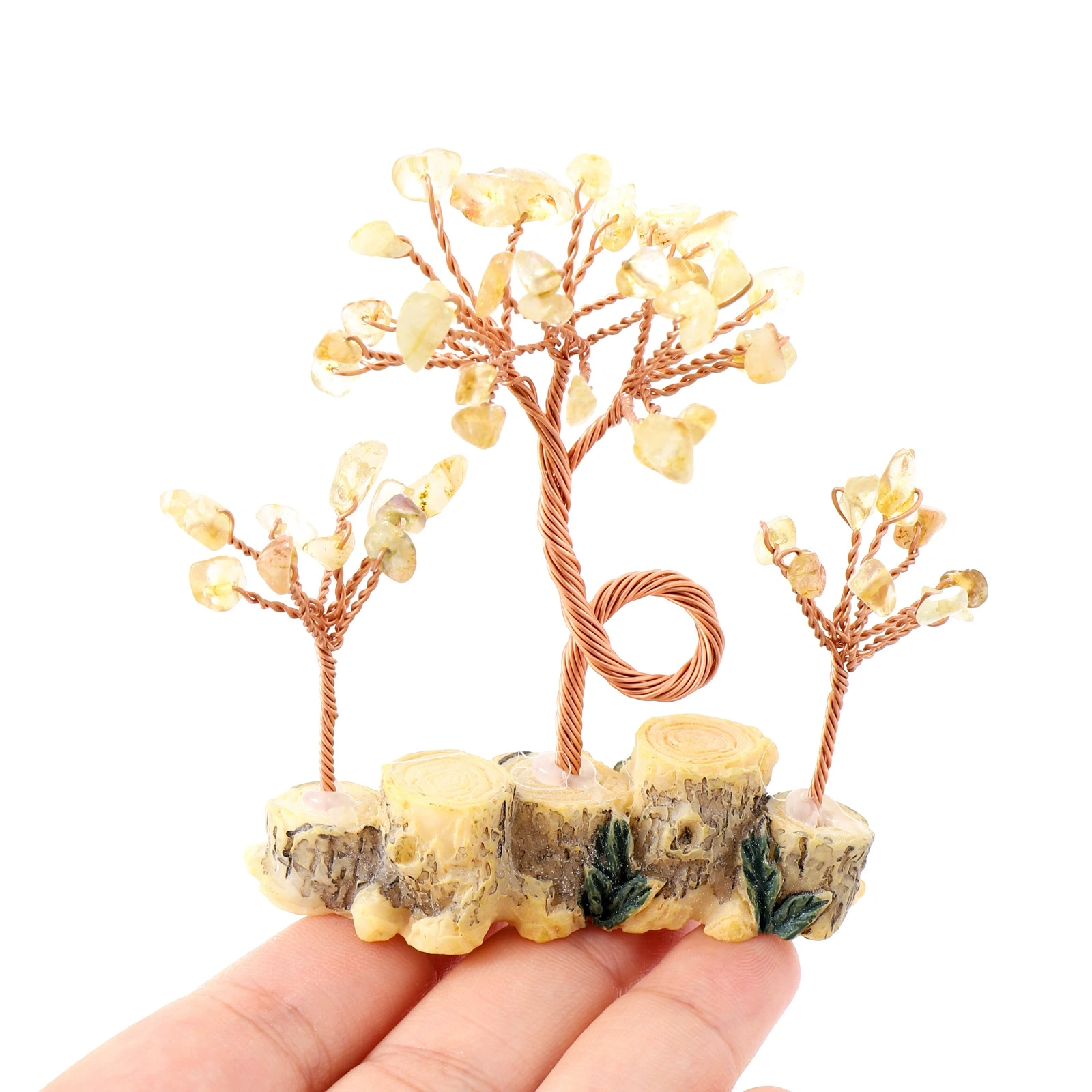 Natural gravel fortune tree, a variety of raw stone crystal craft gift ornaments, home office decoration