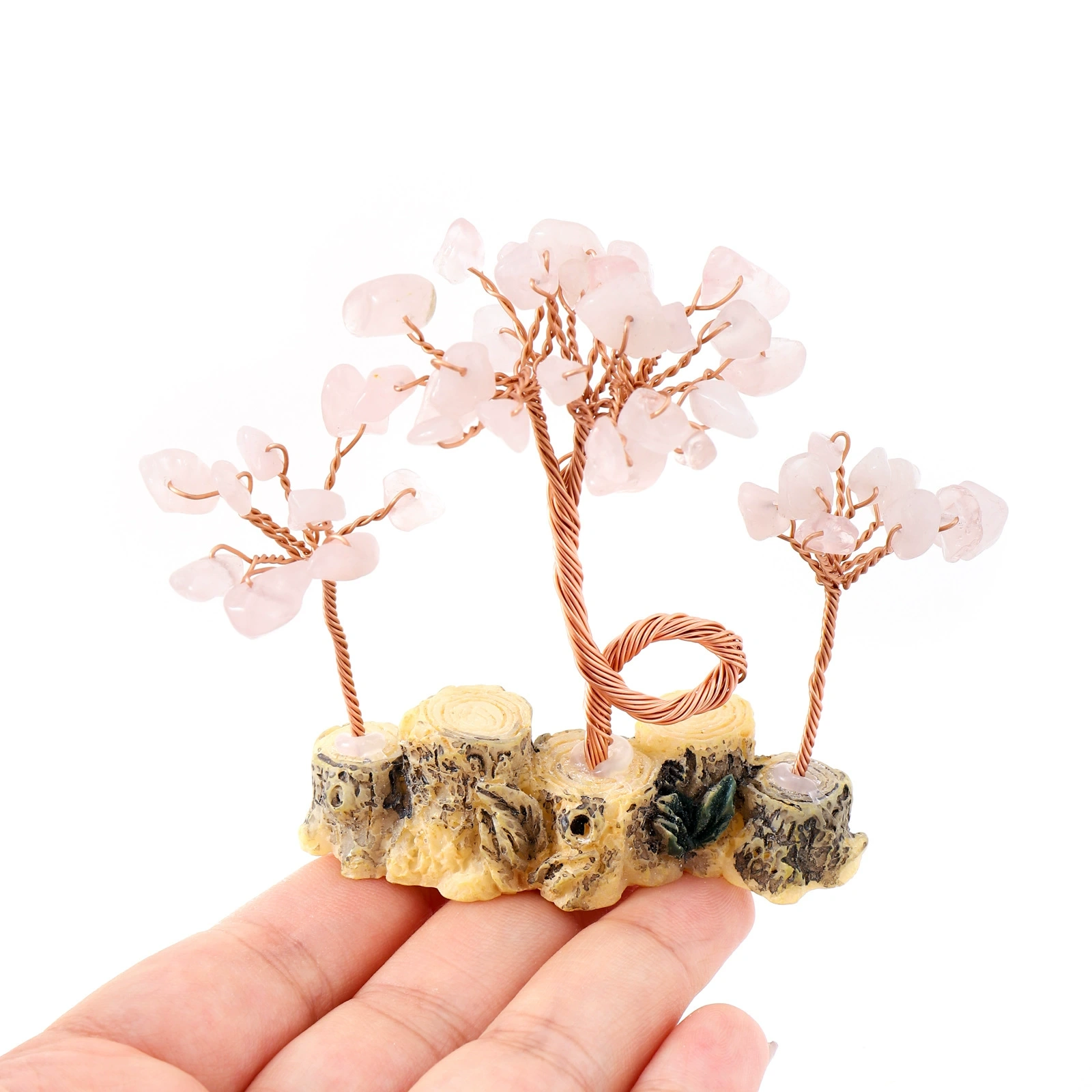 Natural gravel fortune tree, a variety of raw stone crystal craft gift ornaments, home office decoration