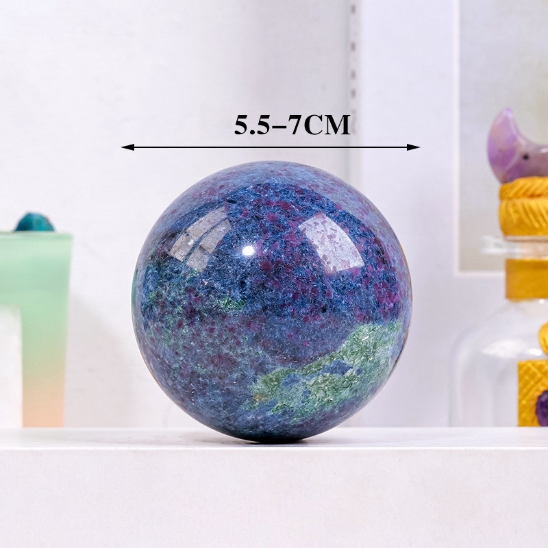 Natural crystal red, blue, green gem crystal ball original stone polished home decoration