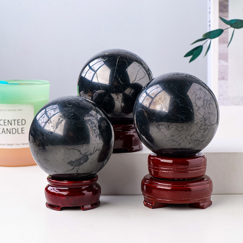 Natural crystal shungite crystal ball rough stone polished crystal