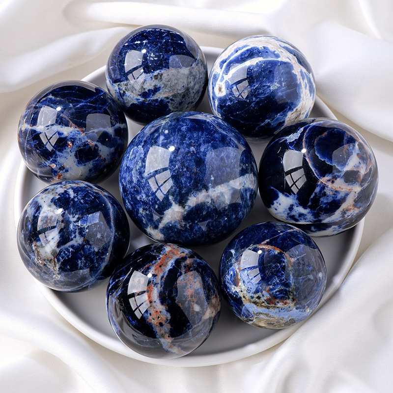 Natural crystal sodalite crystal ball ornaments crystal raw stone polishing