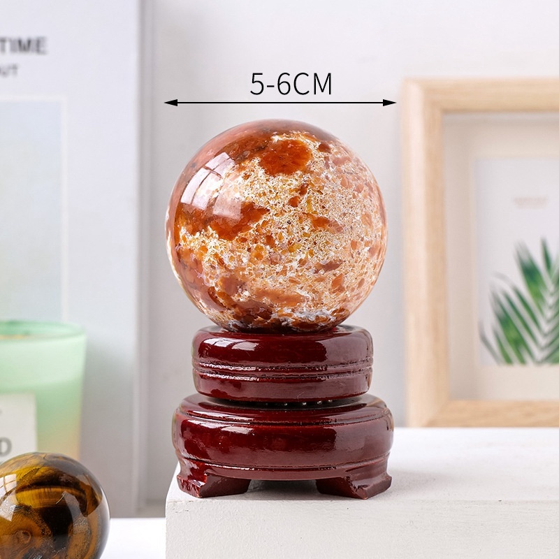 Natural crystal sunstone red jasper symbiotic ball ornaments original stone polishing