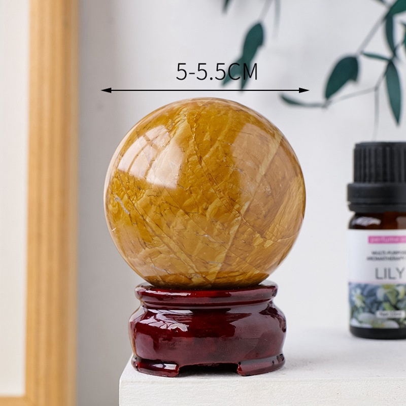 Natural wood grain stone crystal ball original stone polished wood fossil