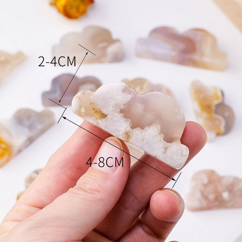 Natural cherry blossom agate cloud carvings hand-carved