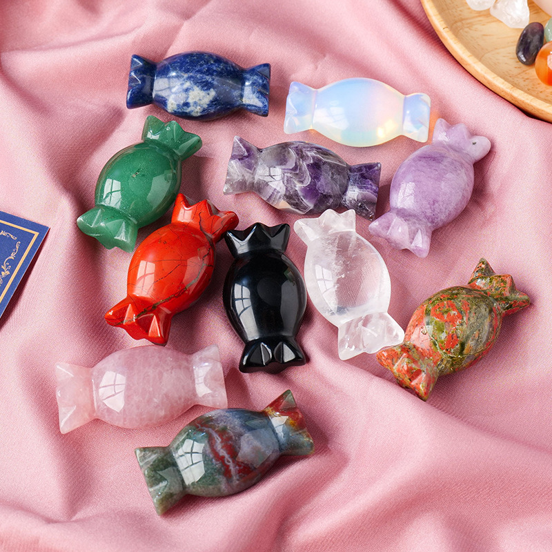 Natural crystal candy carvings crystal raw stone carving