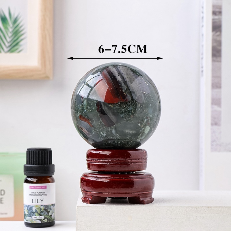 Natural African bloodstone crystal ball, polished raw stone, ornaments