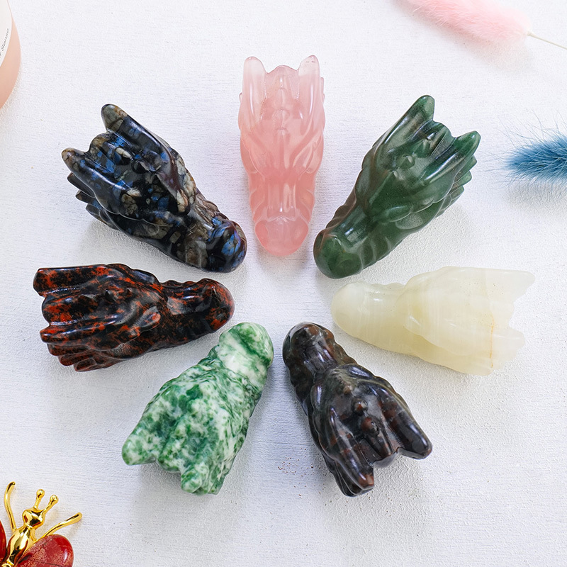 Natural crystal dragon skull carvings Crystal raw stone carvings