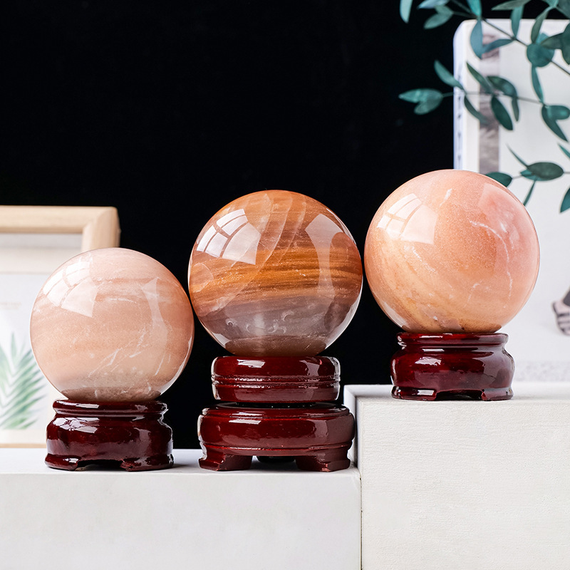 Natural pink aventurine crystal ball raw stone polished energy stone